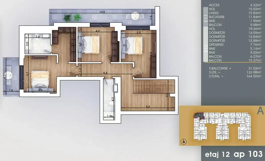 Penthouse cu 4 camere decomandat în Theodor Pallady