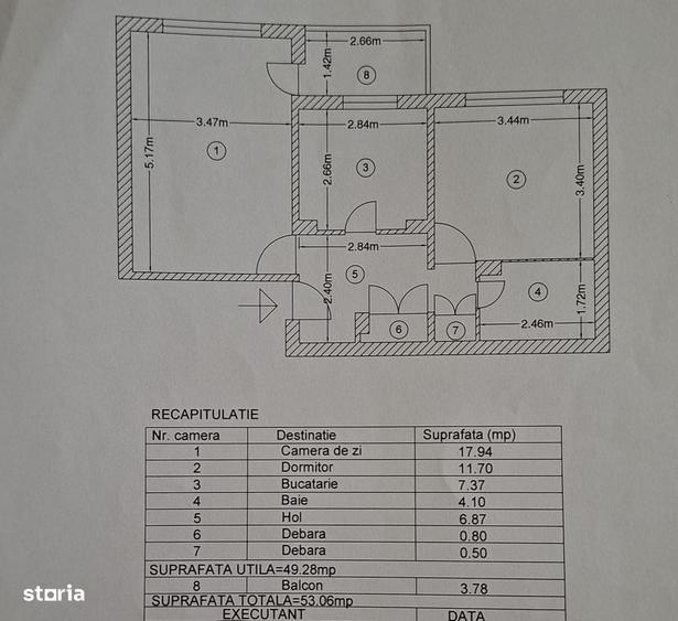 Apartament cu 2 camere decomandat în Popa Șapcă