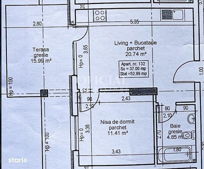 Apartament cu 2 camere semidecomandat în Florești