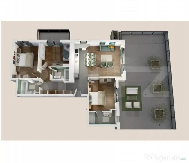 Apartament cu 4 camere semidecomandat în Central
