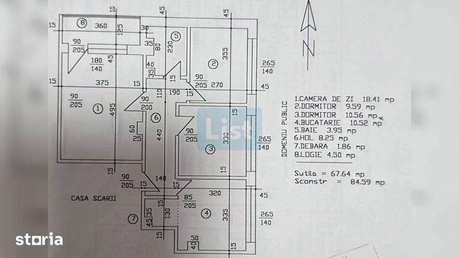 Apartament cu 3 camere decomandat în Est