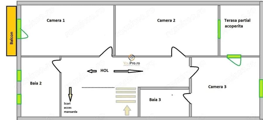 Casă cu 5 camere cu Teren 333 Mp în Central
