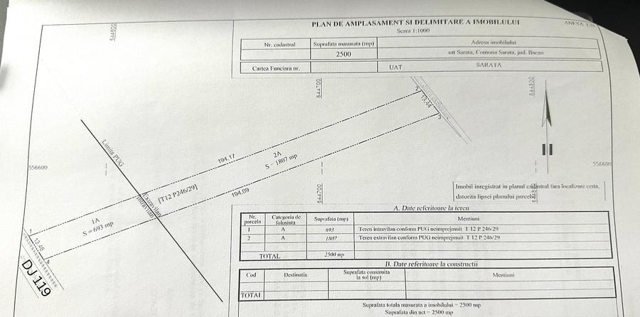 Teren Construcții intravilan de 693 mp, în Sărata (Sărata)