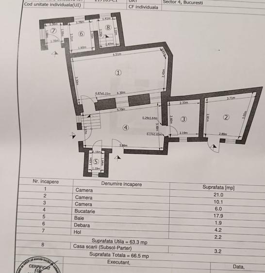 Apartament cu 3 camere semidecomandat în P-ța Unirii