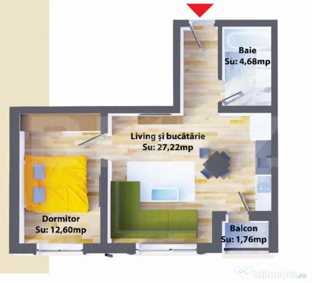 Apartament cu 2 camere decomandat în Central