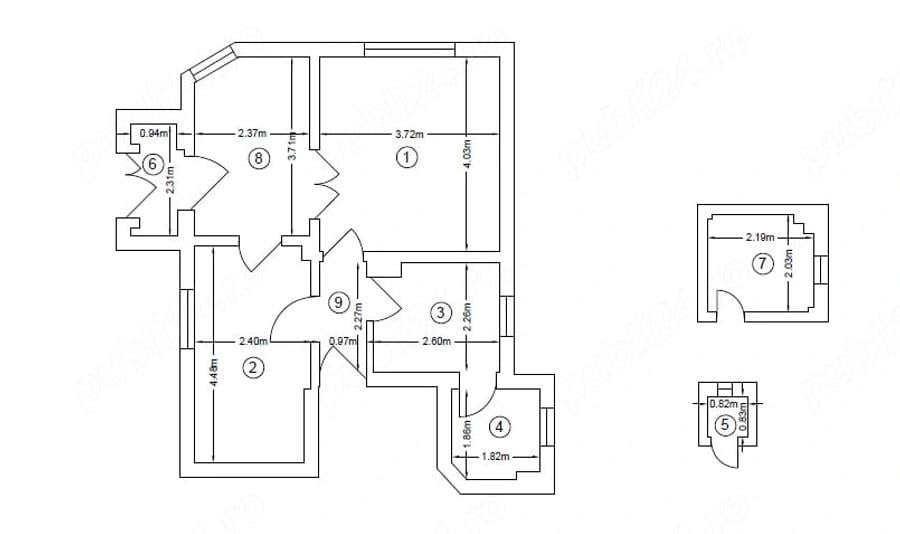 Apartament cu 3 camere semidecomandat în Tineretului