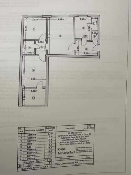 Apartament cu 3 camere semidecomandat în 1 Decembrie 1918