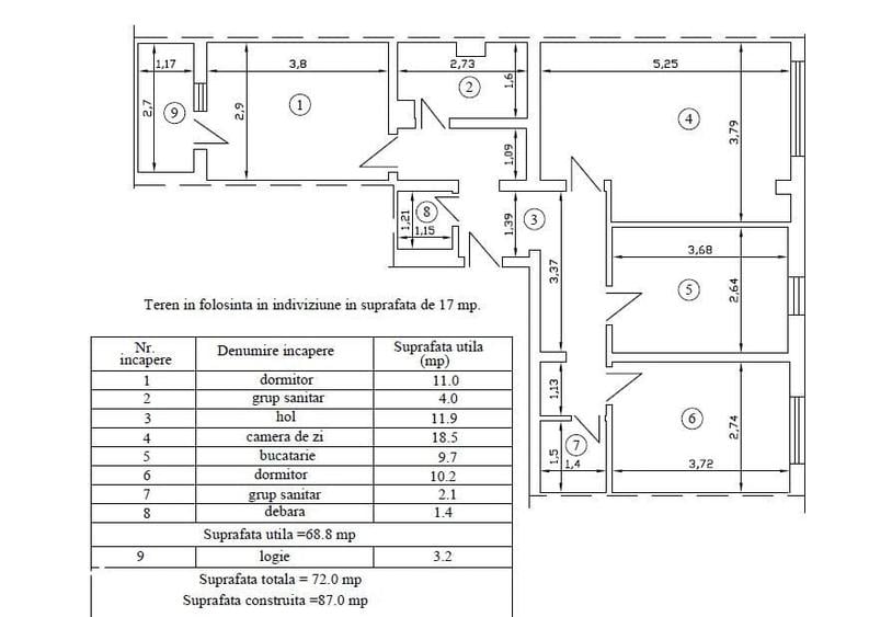 Apartament cu 3 camere decomandat în Central