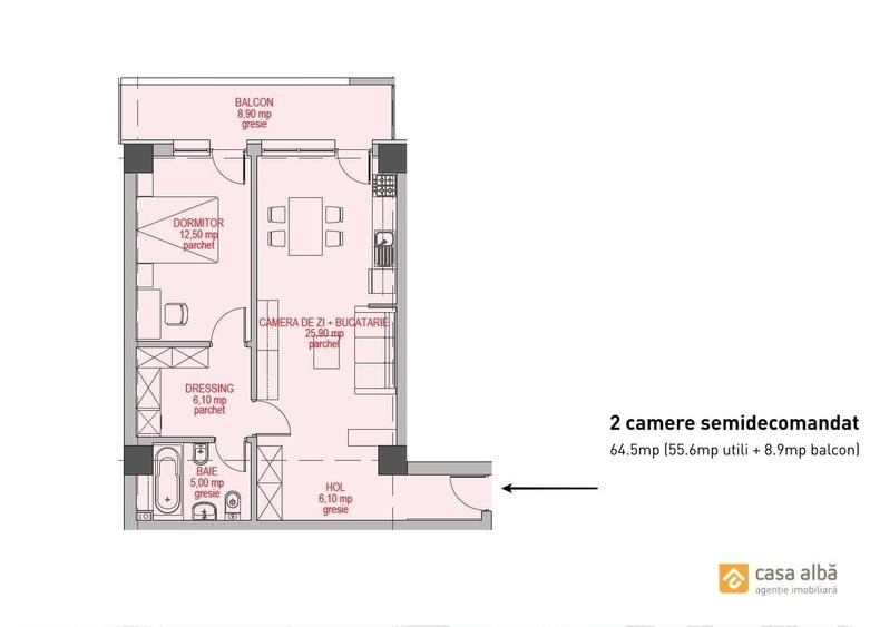 Apartament cu 2 camere semidecomandat în Copou