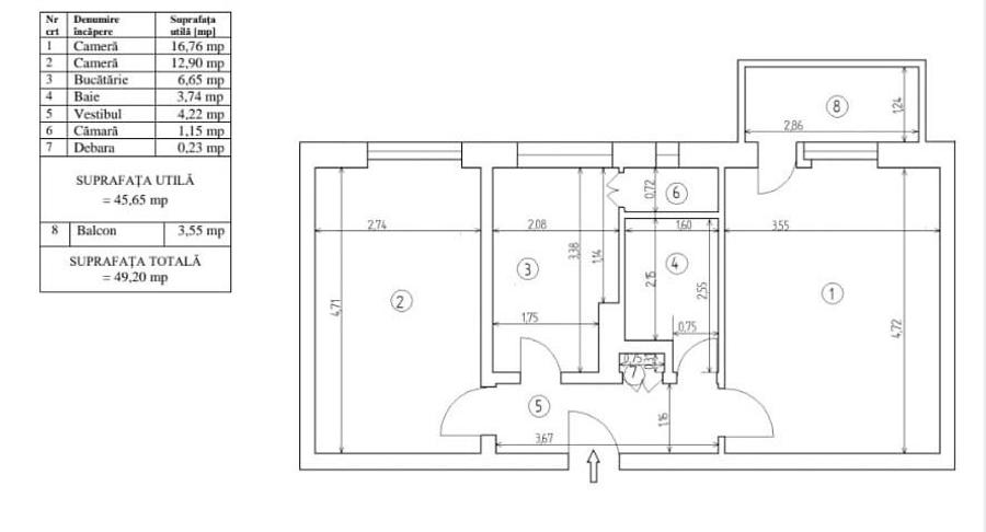 Apartament cu 2 camere decomandat în Centrul Civic
