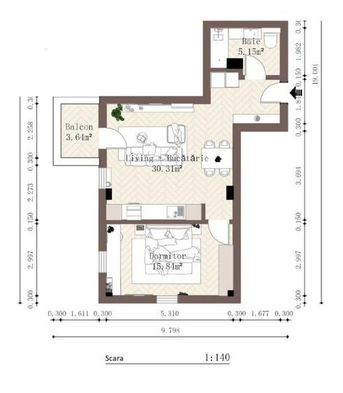 Apartament cu 2 camere în Central