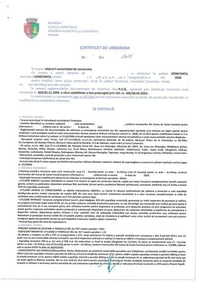 Teren Construcții intravilan de 260 mp, în Ultracentral