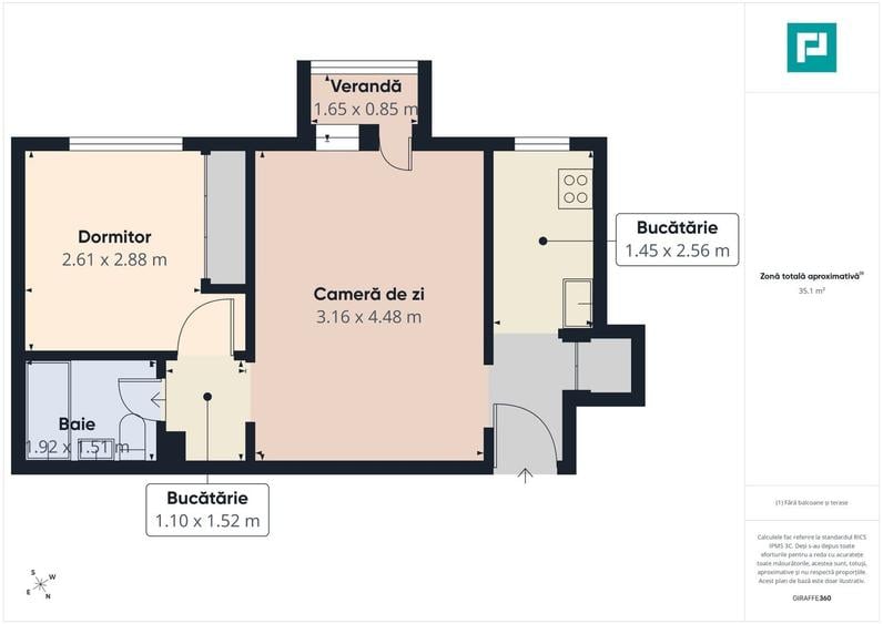Apartament cu 2 camere nedecomandat, mobilat în Fortuna