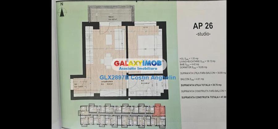 Apartament cu 2 camere semidecomandat, mobilat în Central