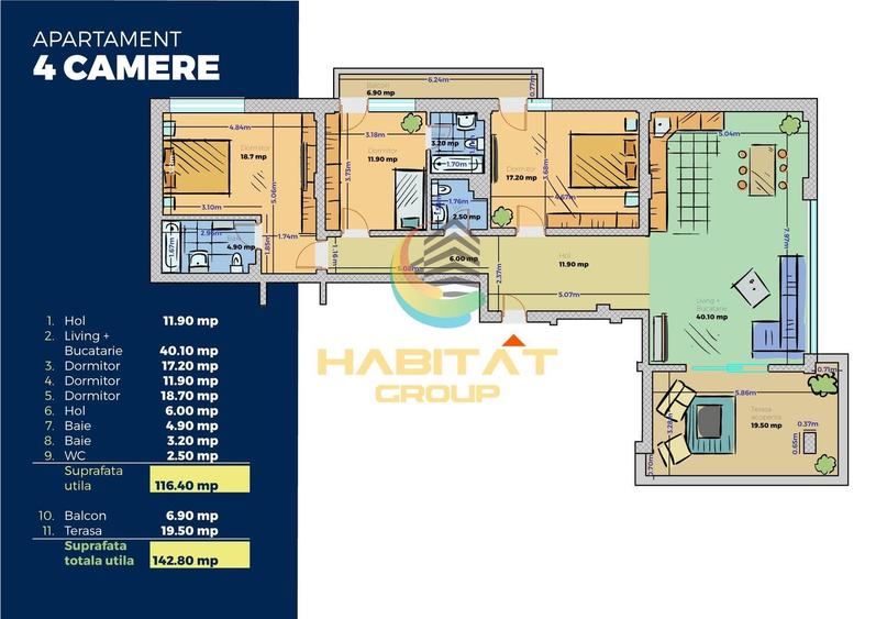 Bloc finalizat 4 camere tip Penthouse 143 mp langa Stb - 1