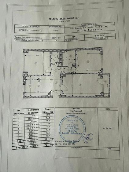 Apartament cu 3 camere decomandat în Răcădău