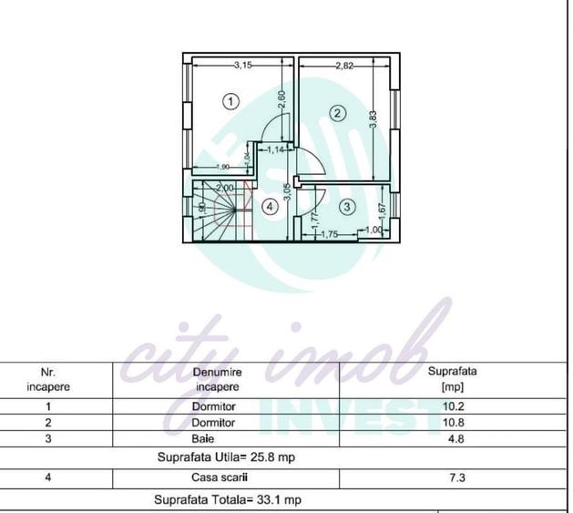 Casă individuală cu 4 camere cu Canalizare în Vatra Luminoasă
