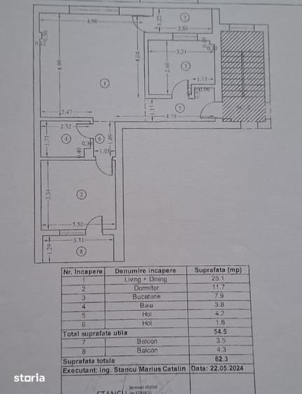 Apartament cu 2 camere, mobilat în Tunari