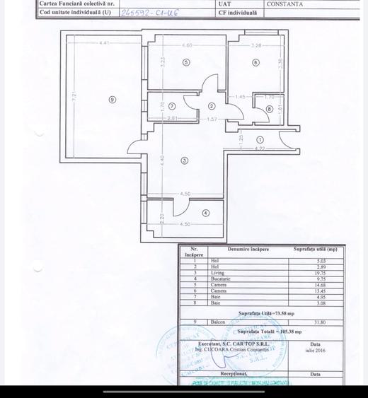 Apartament cu 3 camere decomandat în Tomis Plus