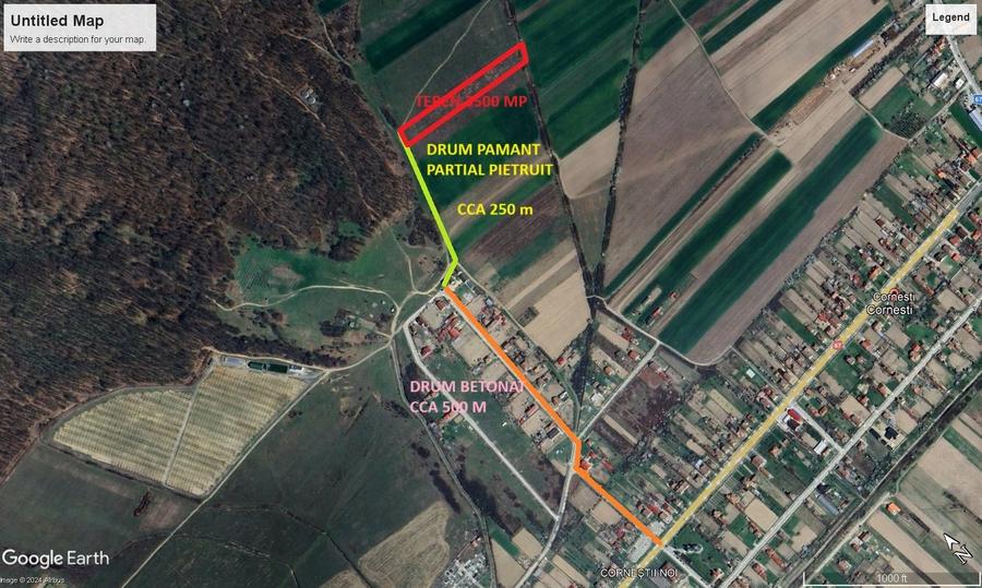 Teren Construcții extravilan de 3500 mp, în Bălești