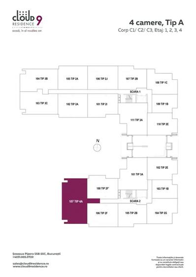 Apartament cu 4 camere semidecomandat în Aviației