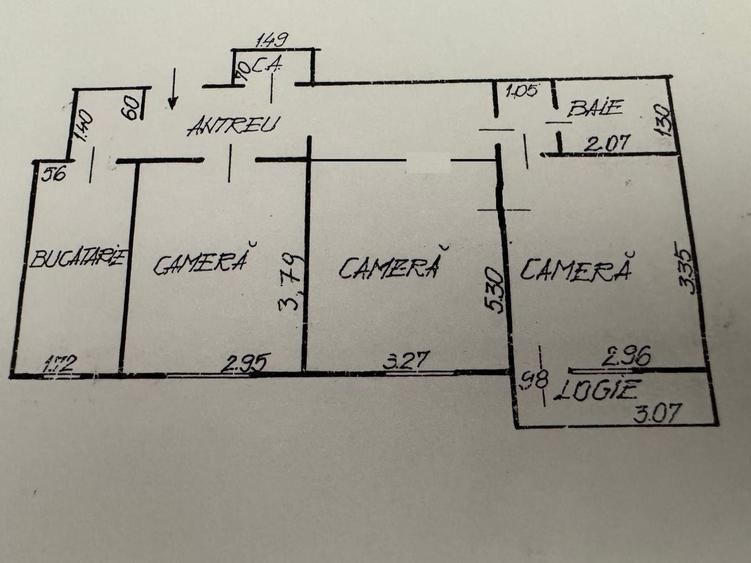 Apartament cu 3 camere decomandat, mobilat în Central