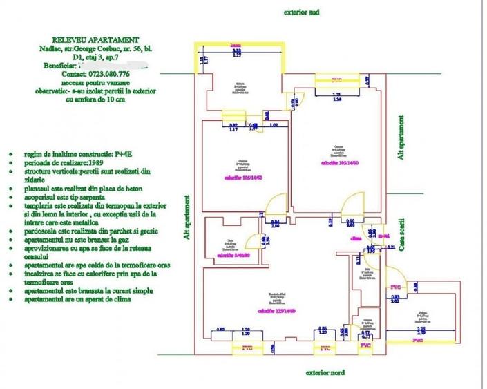 Apartament cu 3 camere decomandat, mobilat în Nădlac