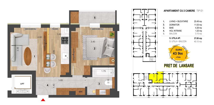 Apartament cu 2 camere decomandat în Unirea