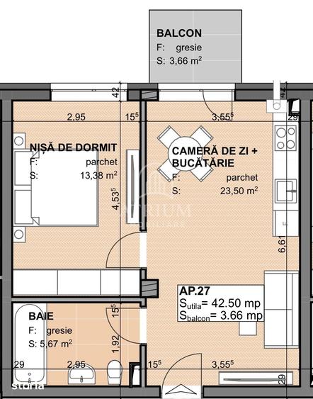 Apartament cu 2 camere în Apahida