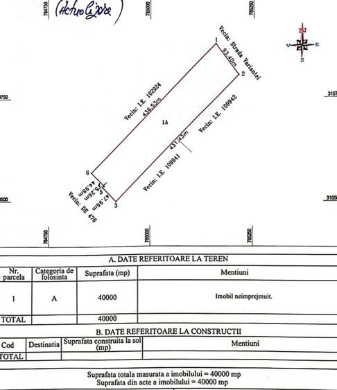 Teren Construcții intravilan de 40000 mp, în Sud