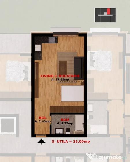 Apartament cu 2 camere semidecomandat în Dobroești