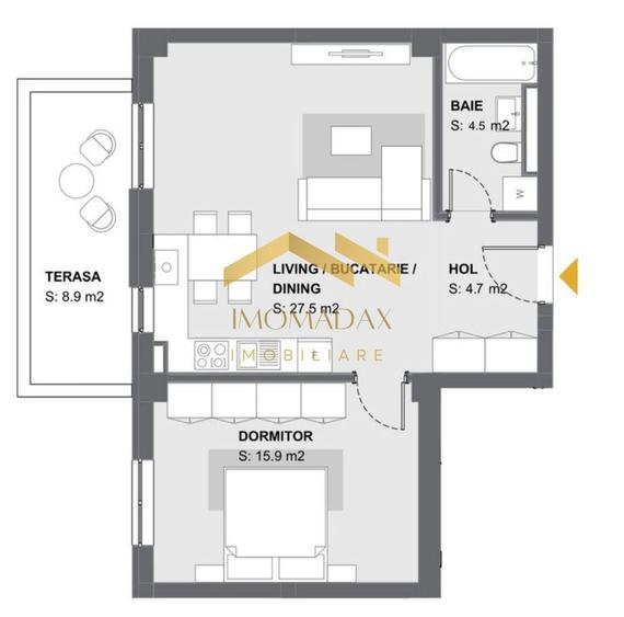Apartament cu 2 camere decomandat în Aradului