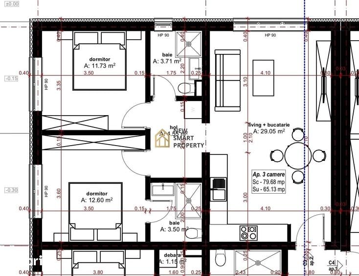 Apartament cu 3 camere în Oncea