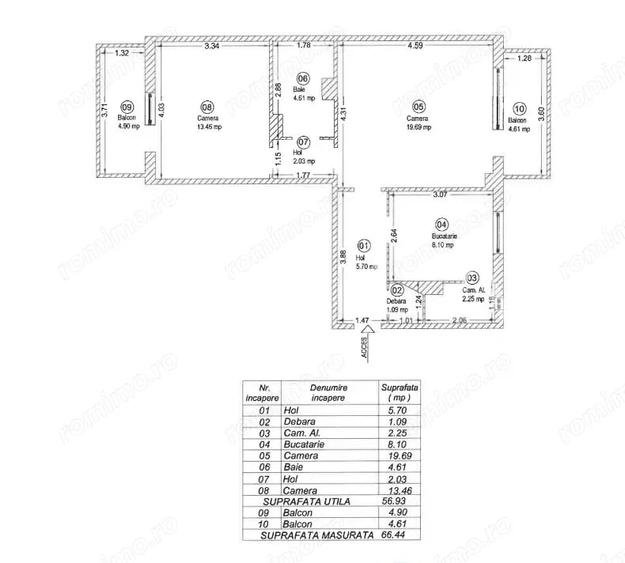 Apartament cu 2 camere semidecomandat în Bucovina