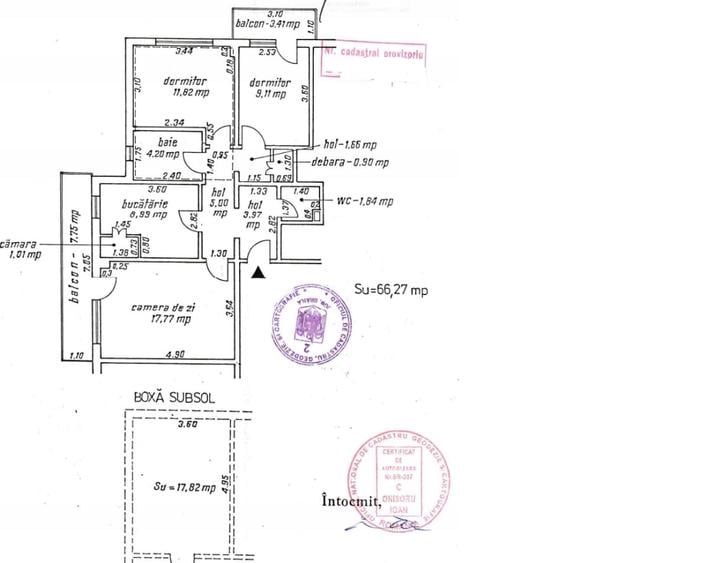 Apartament cu 3 camere decomandat în Școlilor