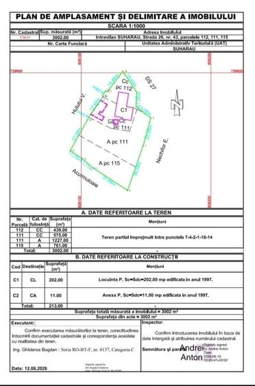Casă individuală cu 5 camere cu Teren 3000 Mp în Suharău