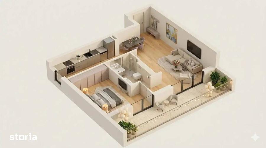 Apartament cu 2 camere semidecomandat în Sud — fotografia 1