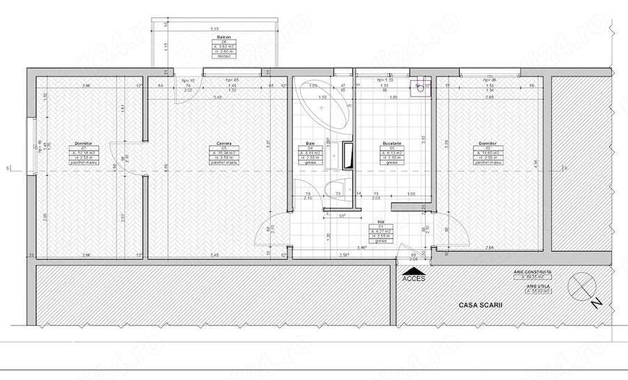 Apartament 3 camere, insorit, etaj2, balcon, loc parcare,incadrat de v - 8