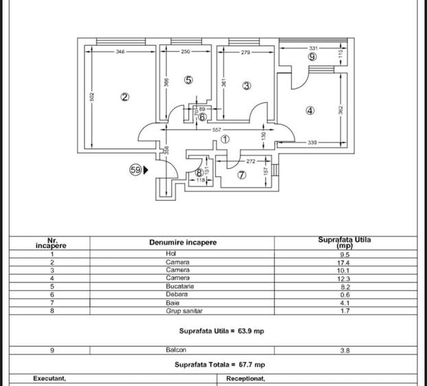 Apartament cu 3 camere decomandat în Inel II