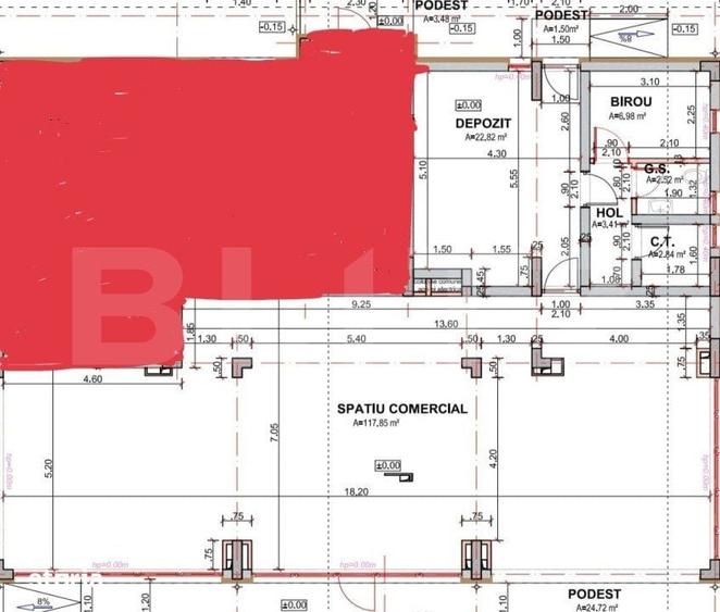 Spațiu comercial, de 156.42 mp, în Dârste