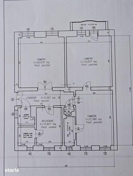 Apartament cu 3 camere decomandat în Central