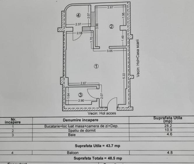 Apartament cu 2 camere semidecomandat, mobilat în Nord