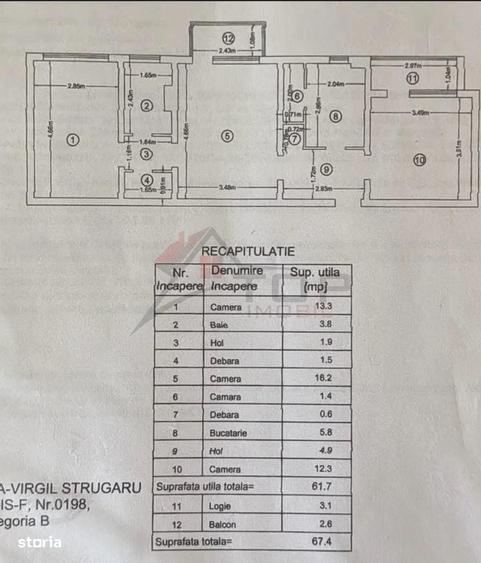 Apartament cu 3 camere semidecomandat în Podu Roș