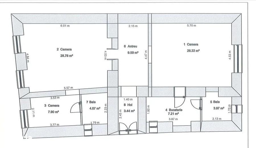 Apartament cu 3 camere în Ultracentral