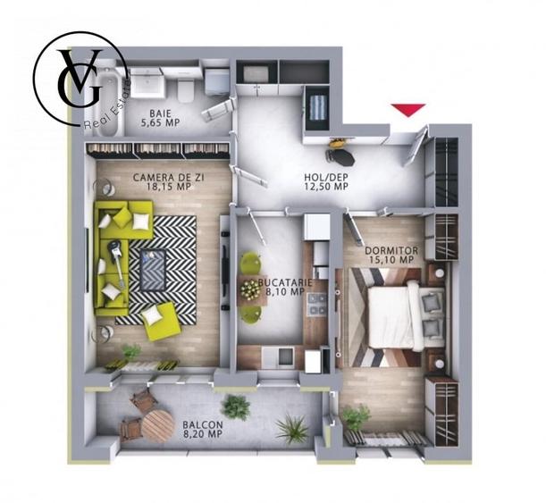 Apartament cu 2 camere decomandat în Tomis Plus