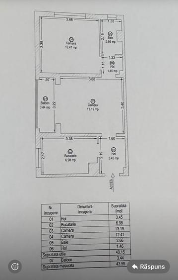 Apartament cu 2 camere semidecomandat, mobilat în Torontalului