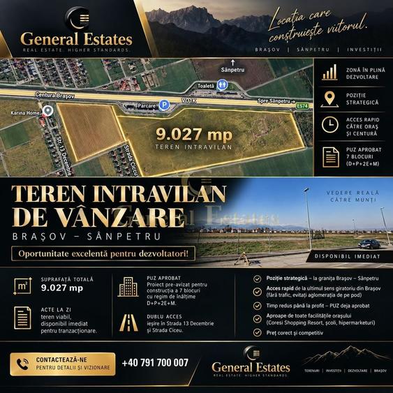 Teren Construcții intravilan de 9027 mp, în Sânpetru