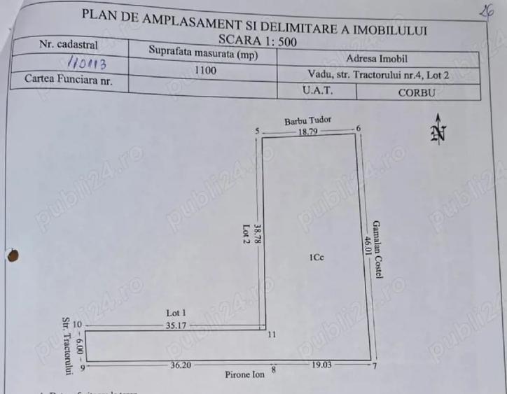 Teren de 1100 mp, în Vadu