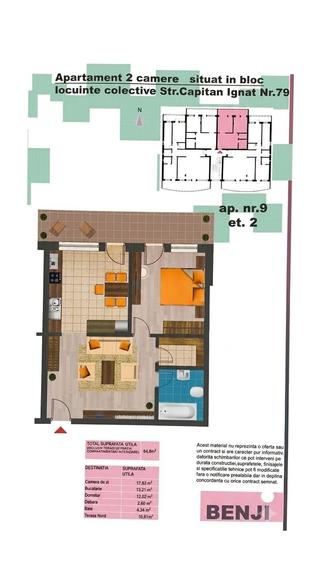 Apartament cu 2 camere decomandat în Pârneava