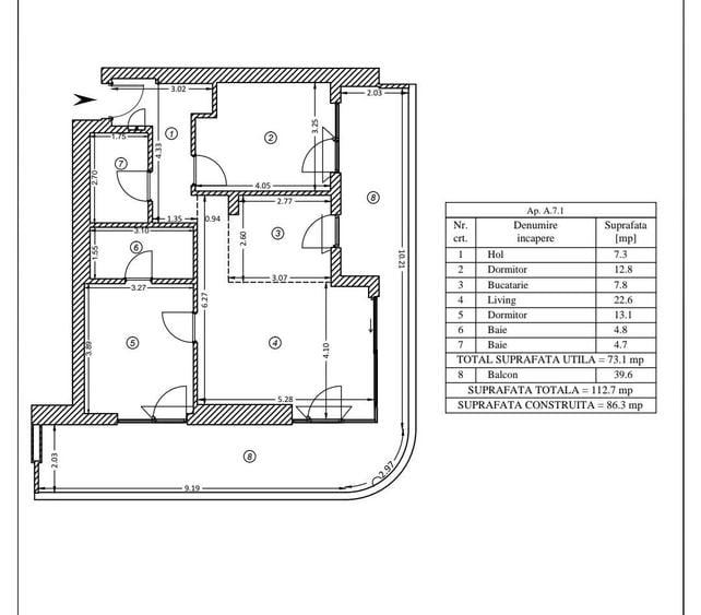 Apartament cu 3 camere, mobilat în Floreasca